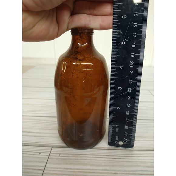 Vintage Brown Barrel Bottle 5.5" Steinie‎ Embossed Symbol Rustic Barn Find - Picture 2 of 11